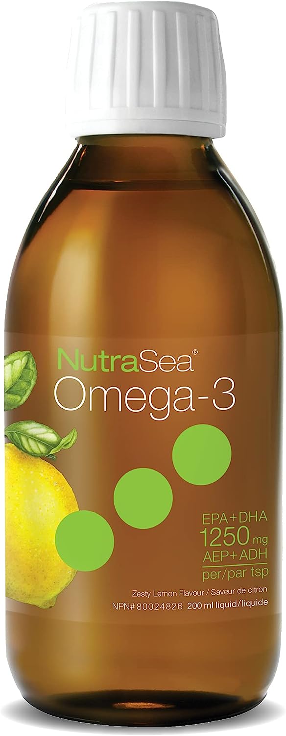 Nature's Way NutraSea Omega-3 Supplement with Zesty Lemon Flavour – 1250 mg